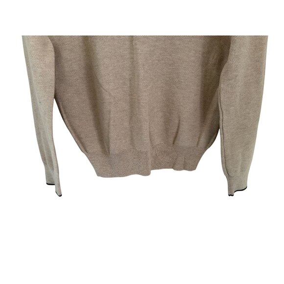 Polo Ralph Lauren Beige Quarter-Zip Sweater M Mens Pima Cotton Lightweight Knit - Picture 6 of 7